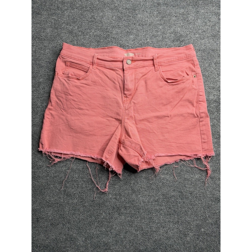 Old Navy Women's Shorts 14 Pink Salmon Denim Cutoff‎ Cotton Blend